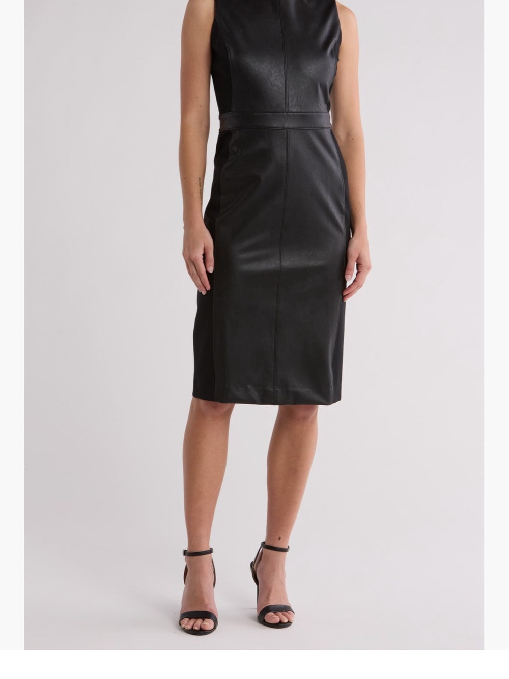 SPANX Black Faux Leather Pencil Skirt - Sleek Midi Fit